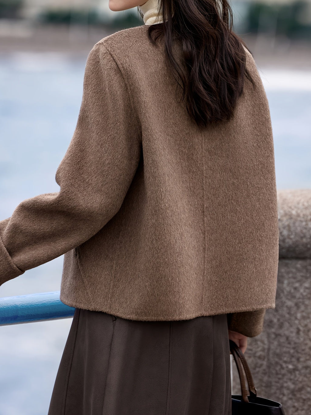 Women's Elegant Short Double-Breasted Wool Coat