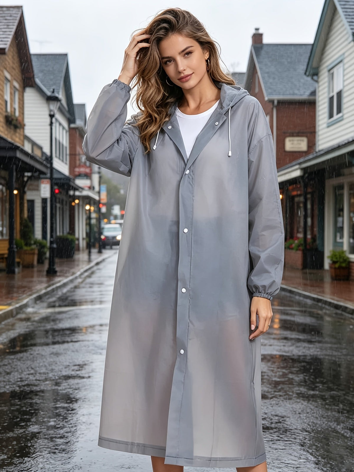 Women's Relaxed Hooded Longline Raincoat