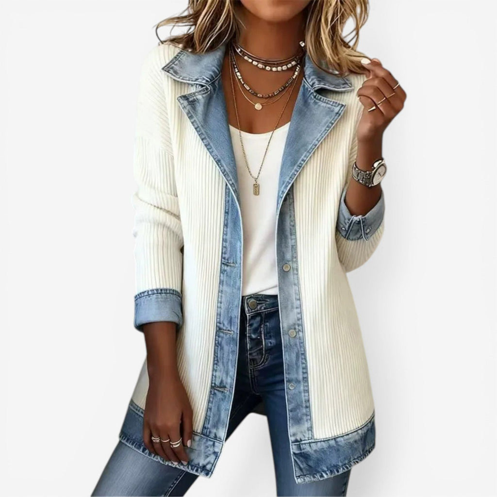 Women's Relaxed Denim-Inspired Knit Jacket