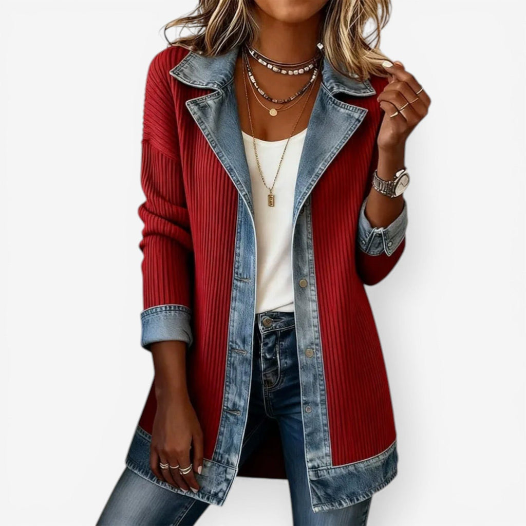 Women's Relaxed Denim-Inspired Knit Jacket