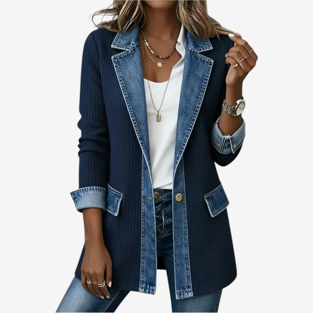 Women's Relaxed Denim-Inspired Knit Jacket