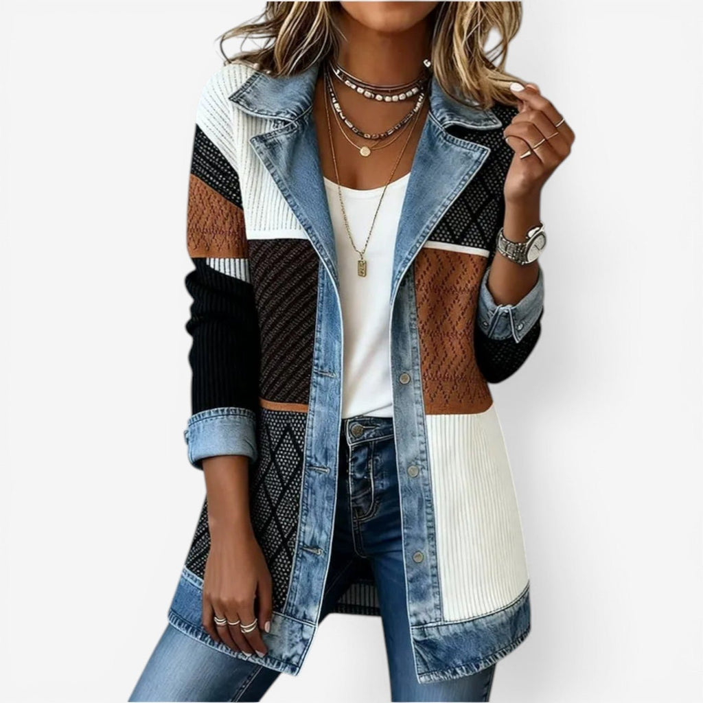 Women's Relaxed Denim-Inspired Knit Jacket