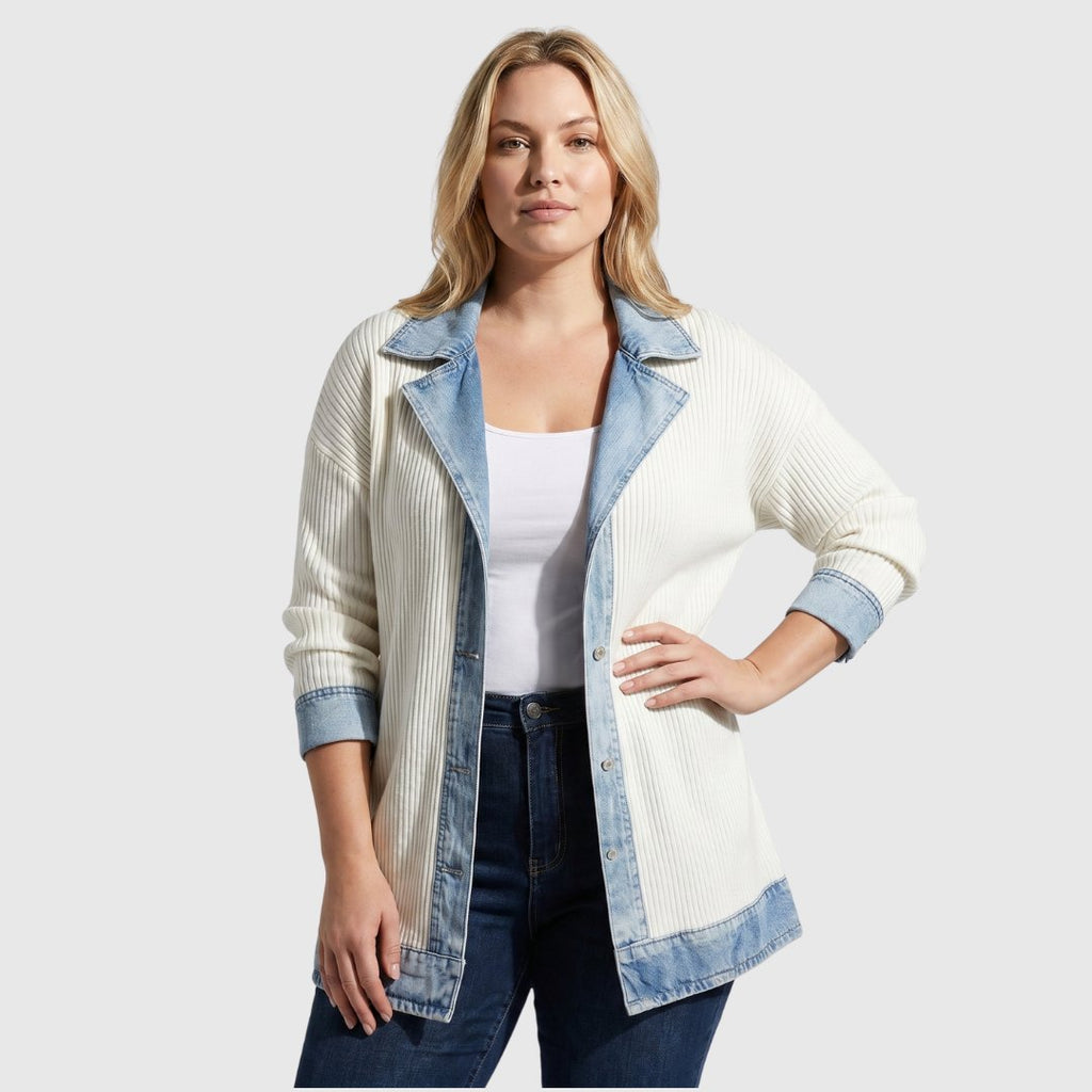 Women's Relaxed Denim-Inspired Knit Jacket