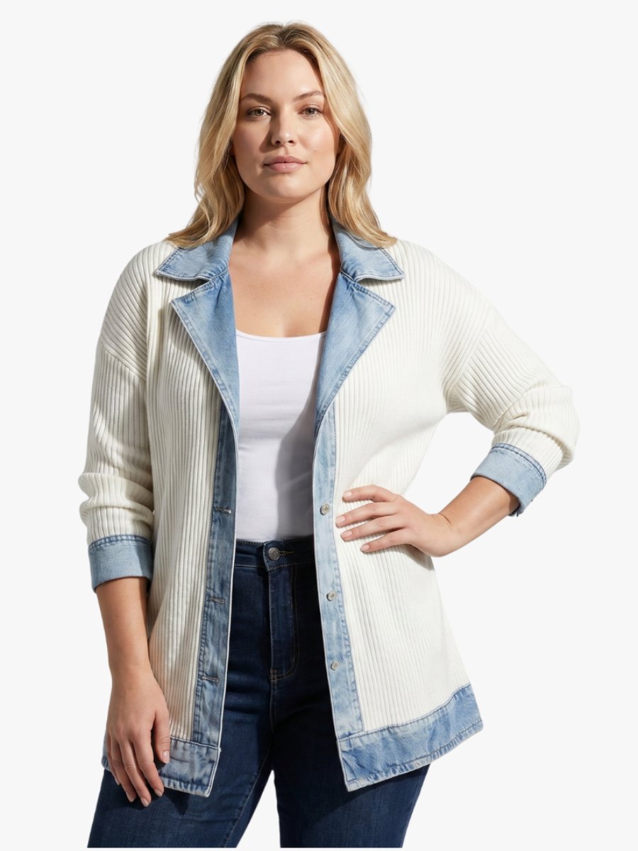 Women's Relaxed Denim-Inspired Knit Jacket