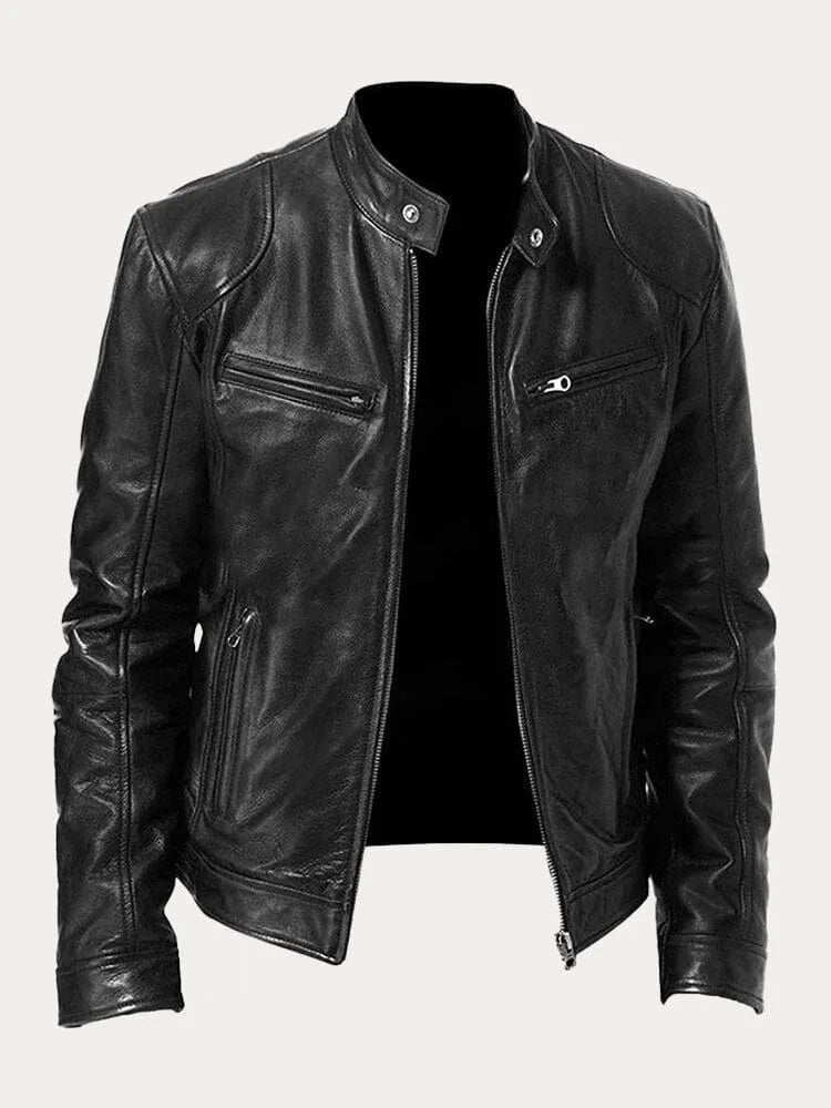 Men's Rugged Leather Biker Jacket