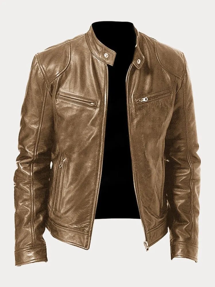 Men's Rugged Leather Biker Jacket