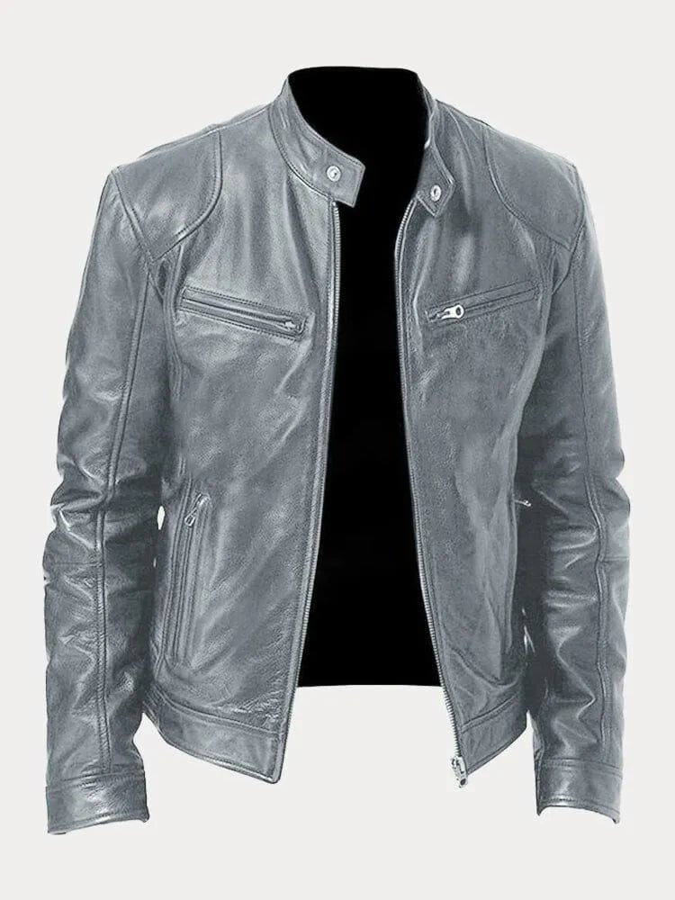 Men's Rugged Leather Biker Jacket