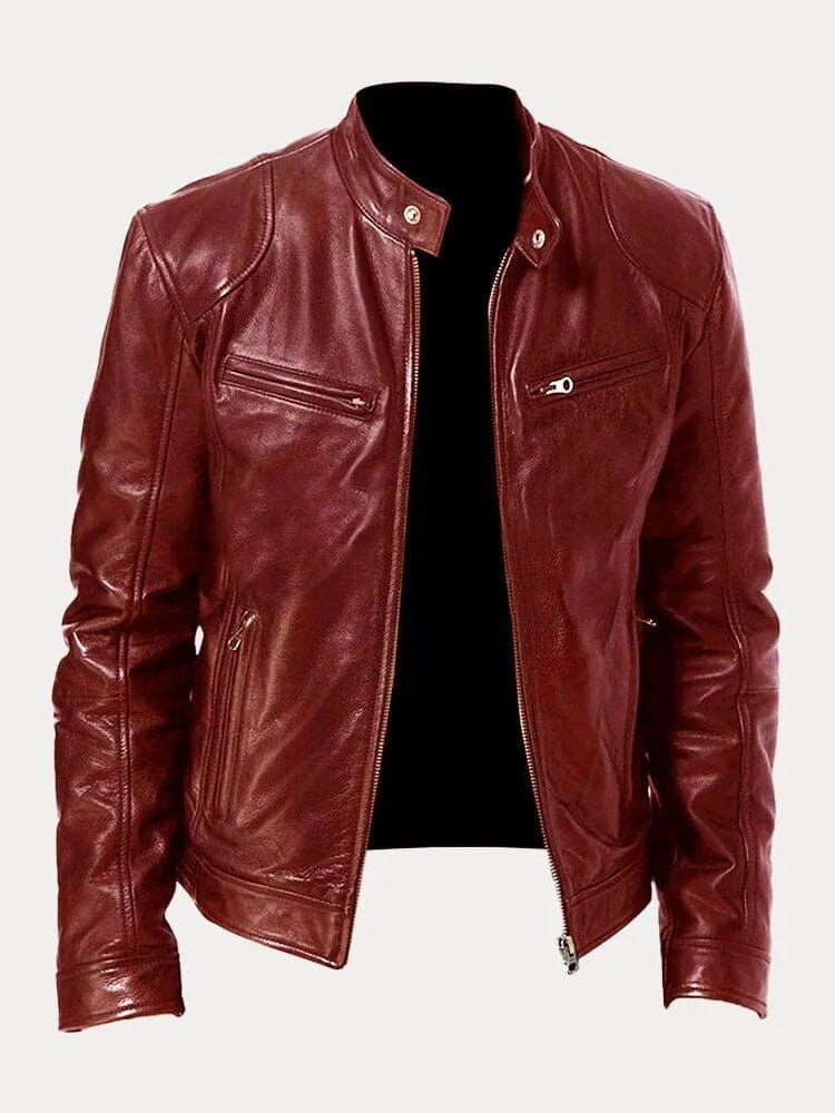 Men's Rugged Leather Biker Jacket