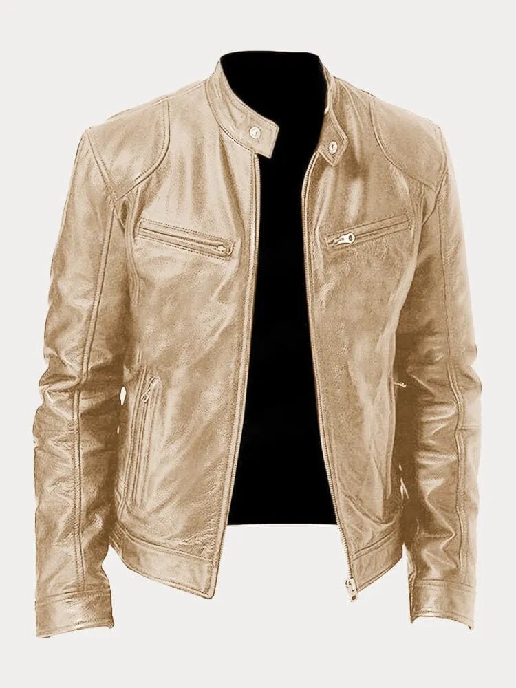 Men's Rugged Leather Biker Jacket