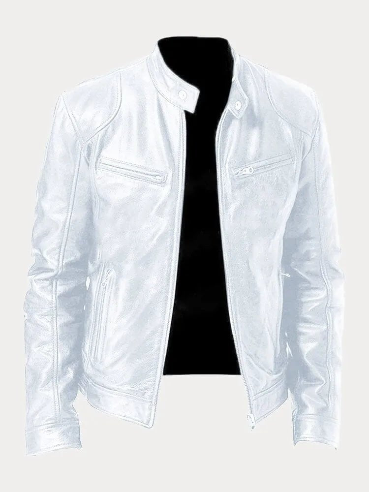 Men's Rugged Leather Biker Jacket