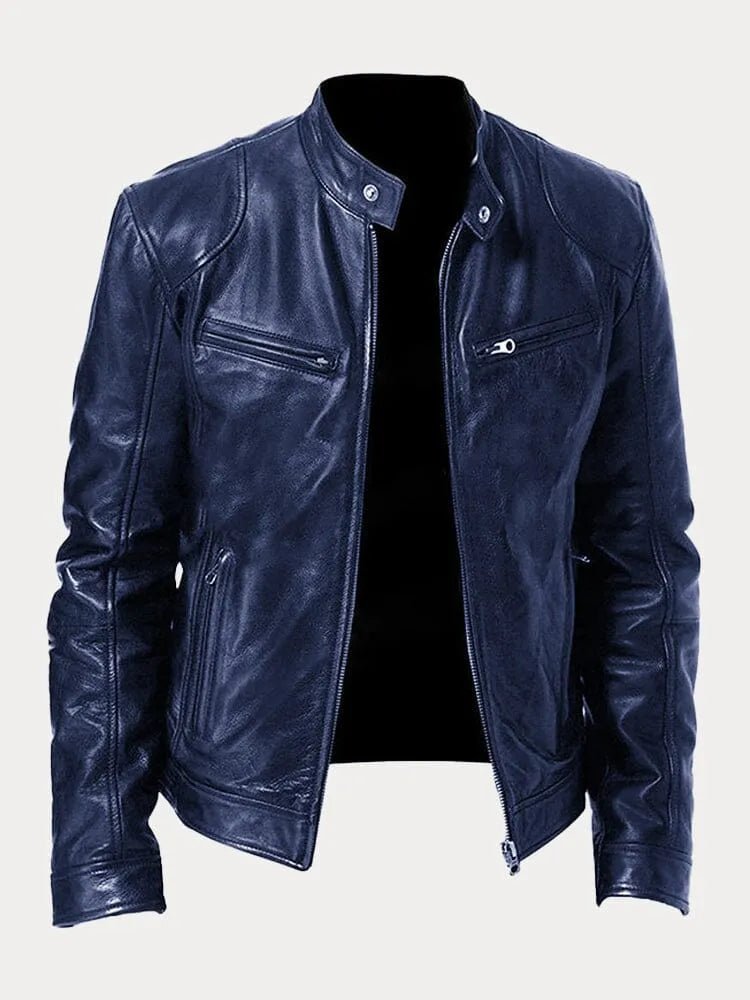 Men's Rugged Leather Biker Jacket