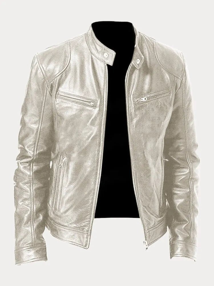 Men's Rugged Leather Biker Jacket