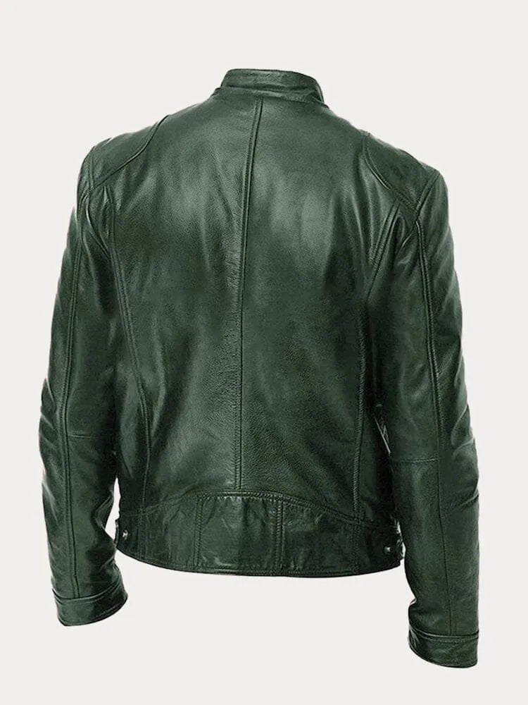Men's Rugged Leather Biker Jacket