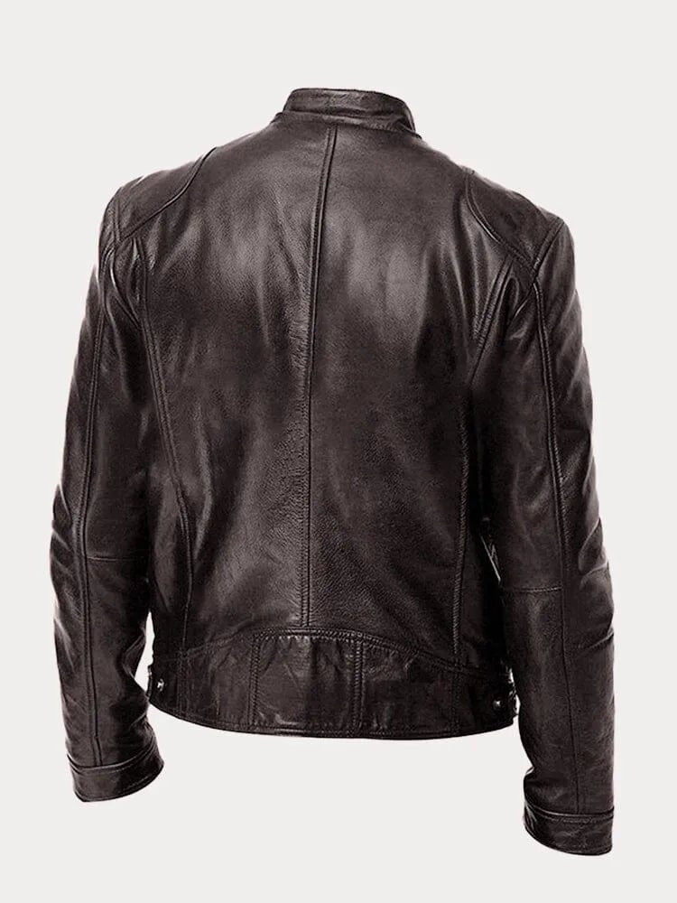 Men's Rugged Leather Biker Jacket