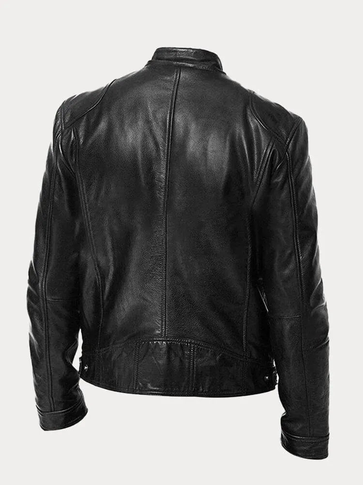 Men's Rugged Leather Biker Jacket