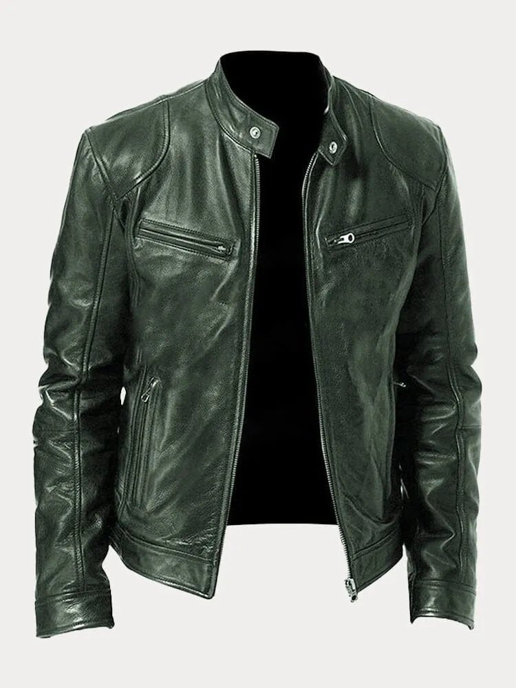 Men's Rugged Leather Biker Jacket