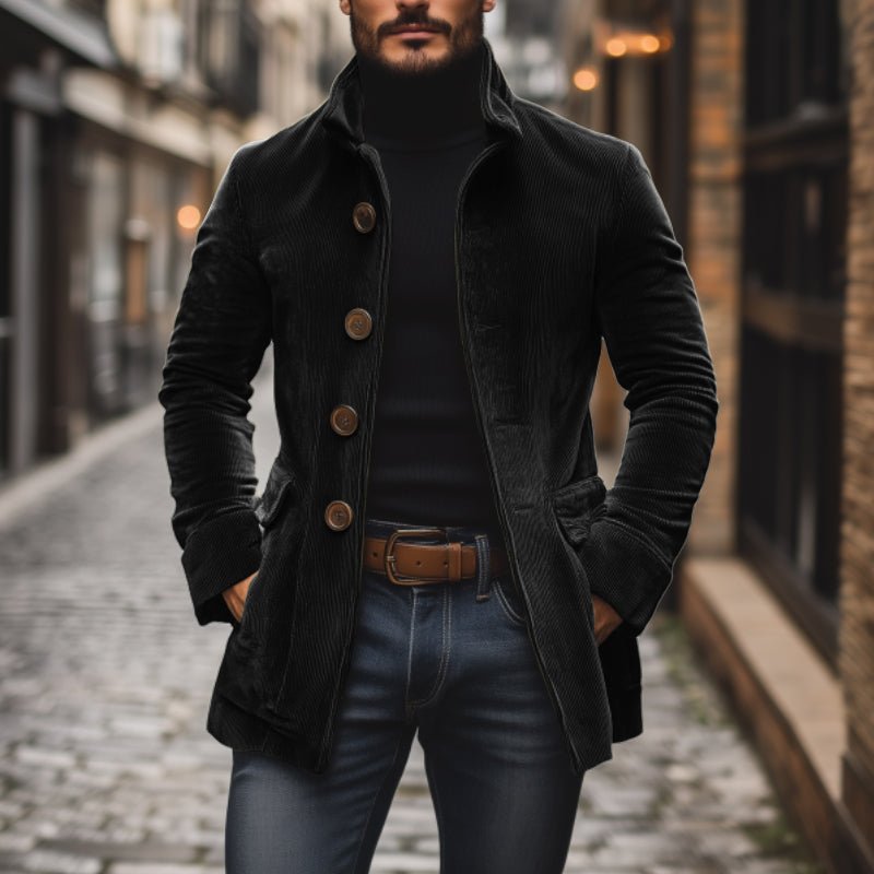 Men's Classic Corduroy Mandarin Collar Coat