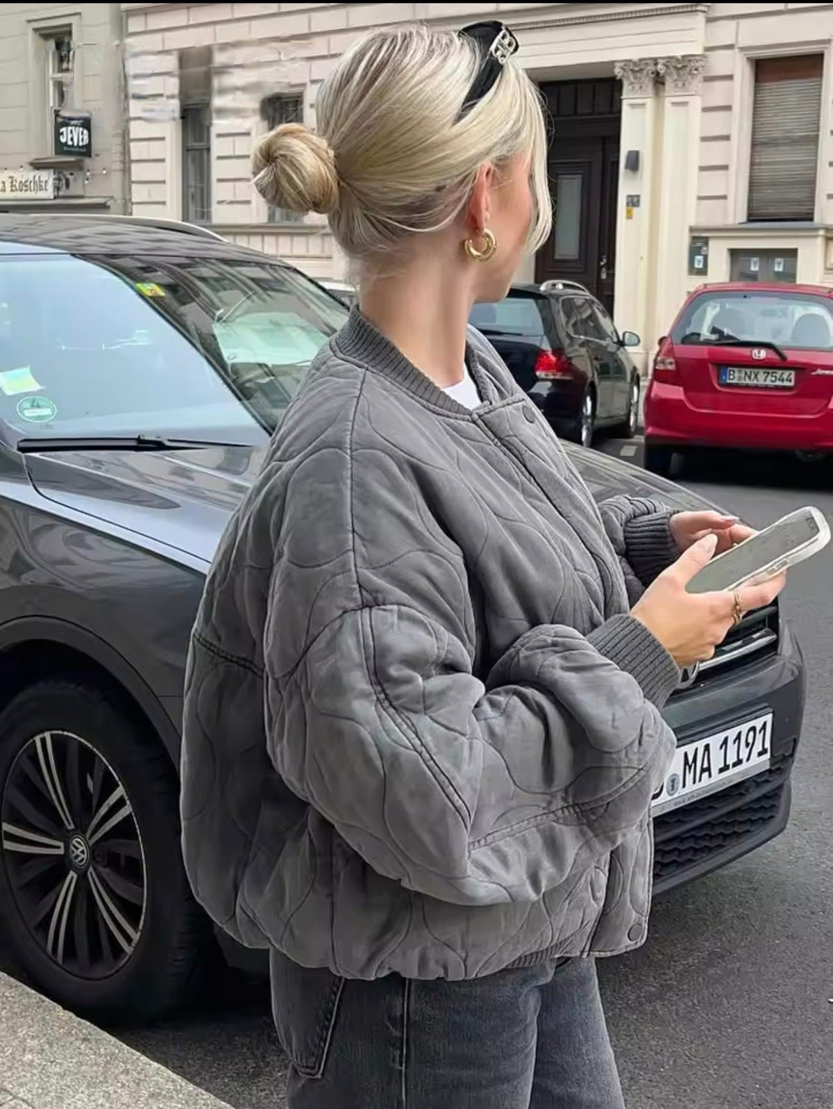 Women's Cosy Oversized Quilted Bomber Jacket