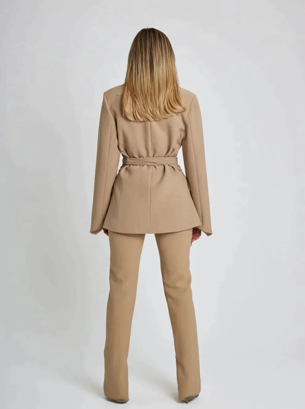 Women's Elegant Tailored Belted Blazer