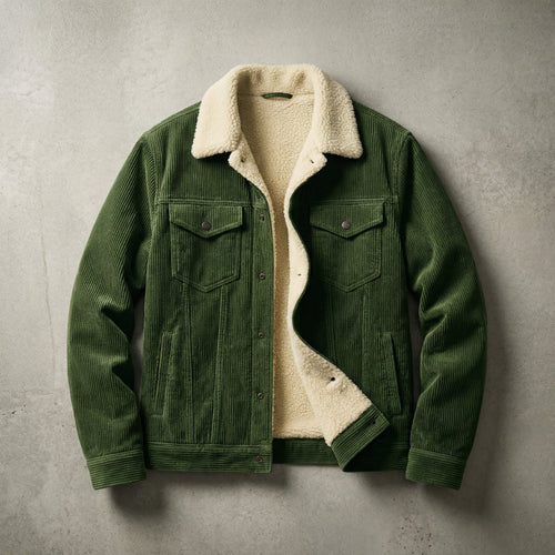 Men's Cosy Corduroy Sherpa-Collar Jacket