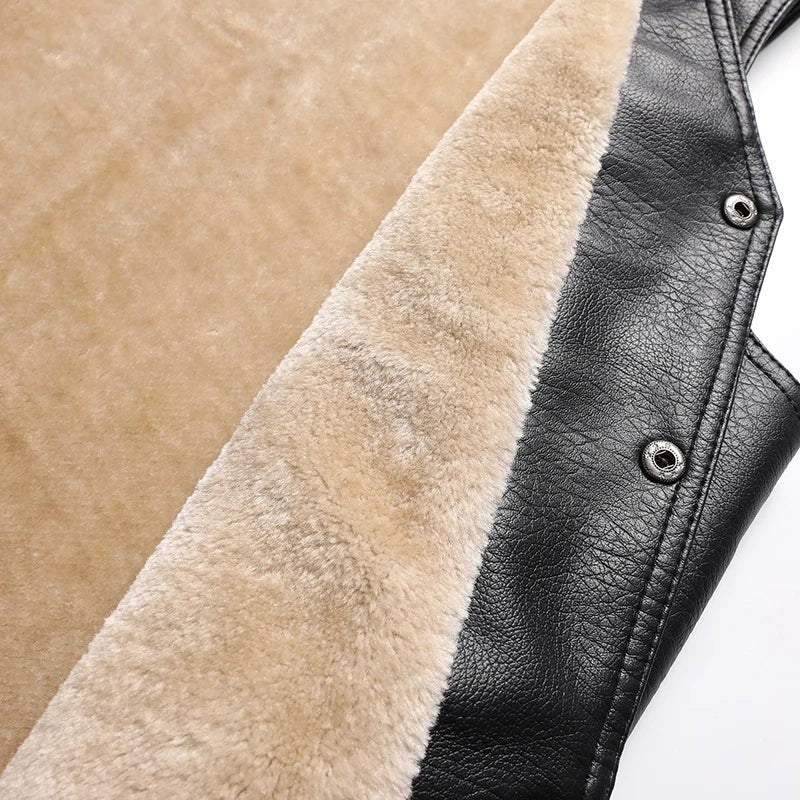Men's Rugged Faux Leather Fleece-Lined Gilet