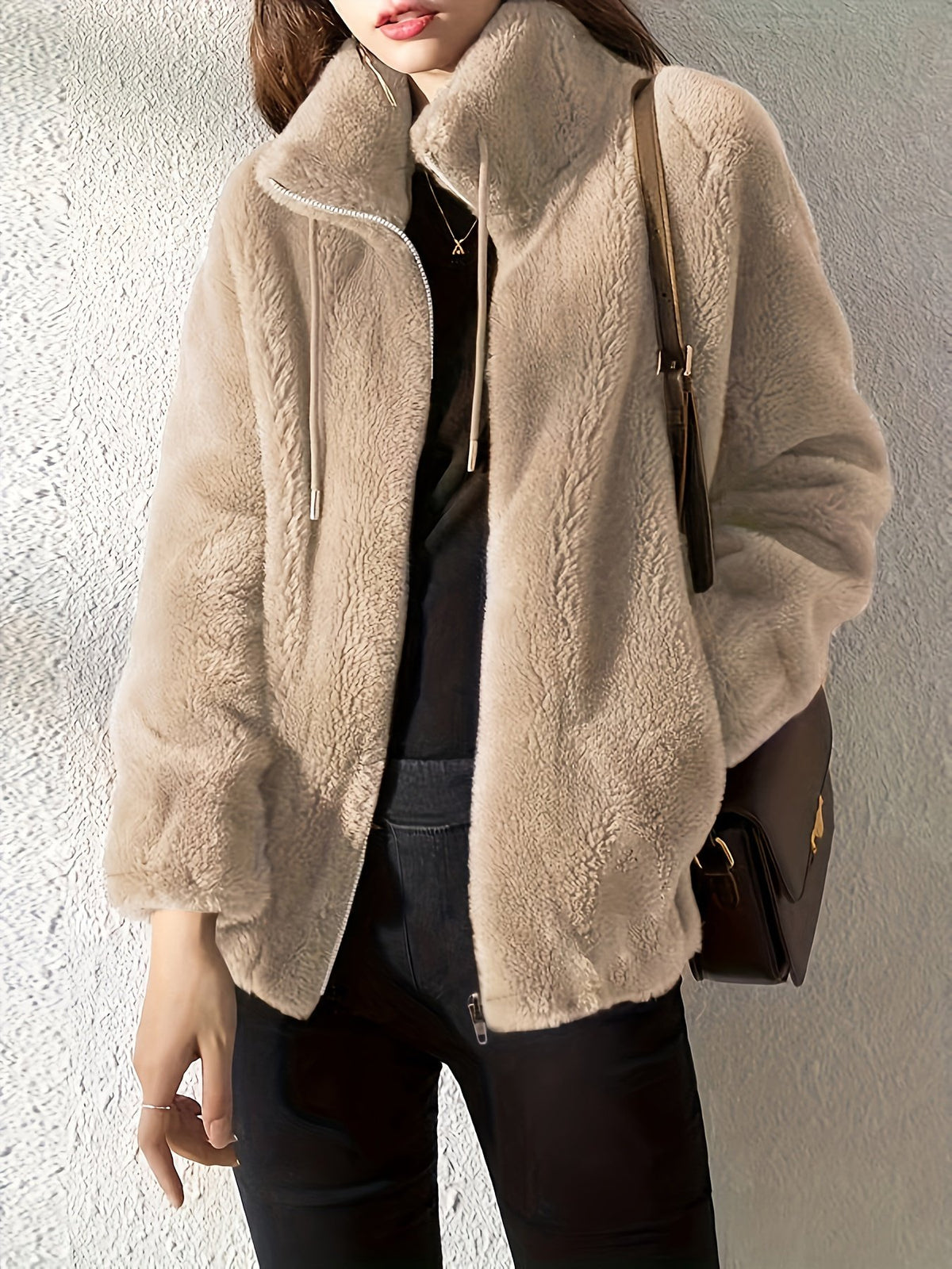 Women's Cosy Stand Collar Faux Shearling Coat