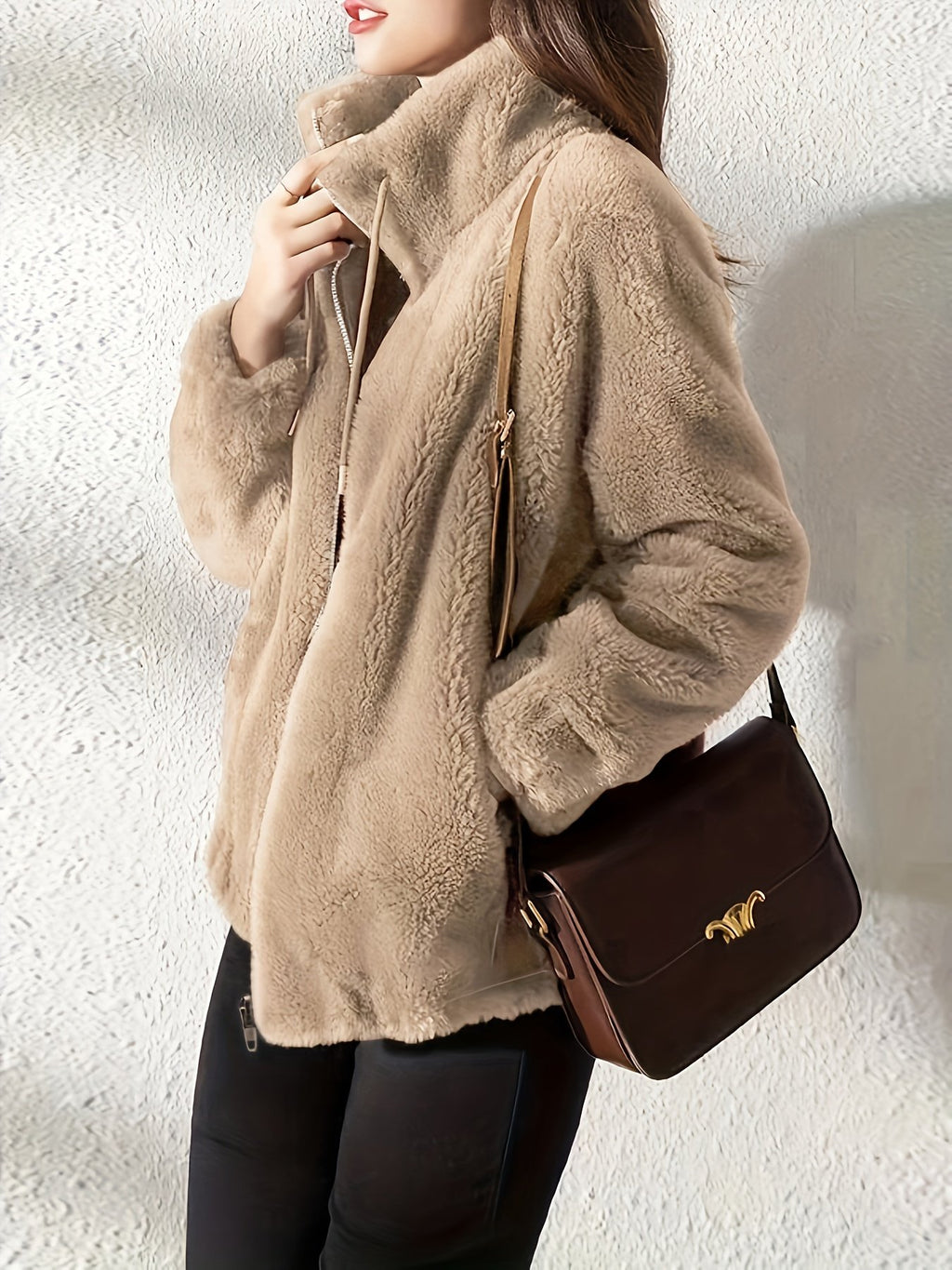 Women's Cosy Stand Collar Faux Shearling Coat