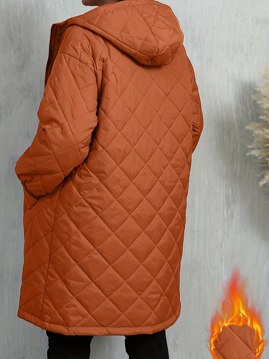 Women's Cosy Quilted Hooded Longline Coat