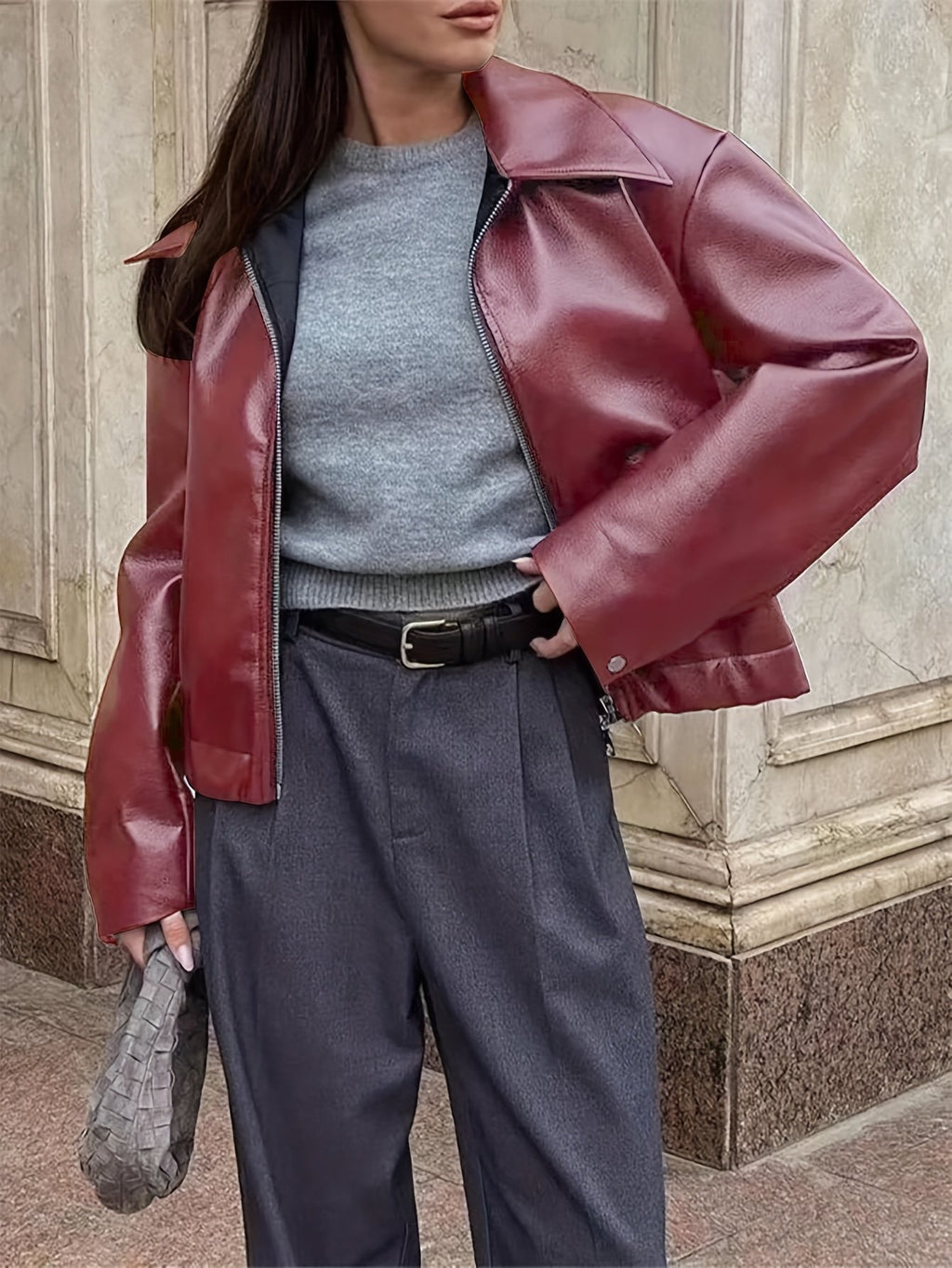 Women's Chic Oversized Biker Leather Jacket