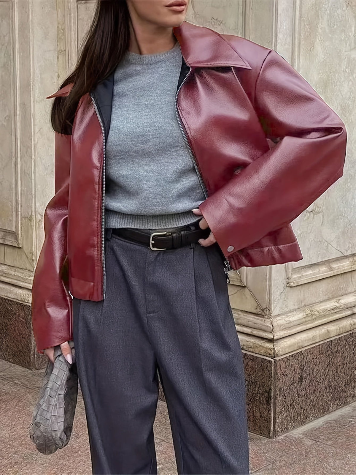Women's Chic Oversized Biker Leather Jacket