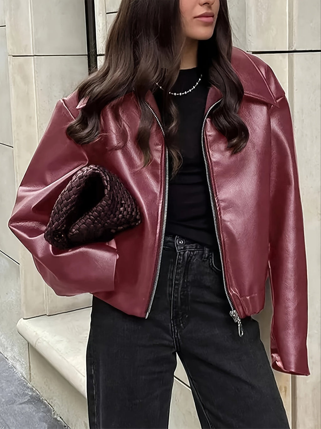 Women's Chic Oversized Biker Leather Jacket