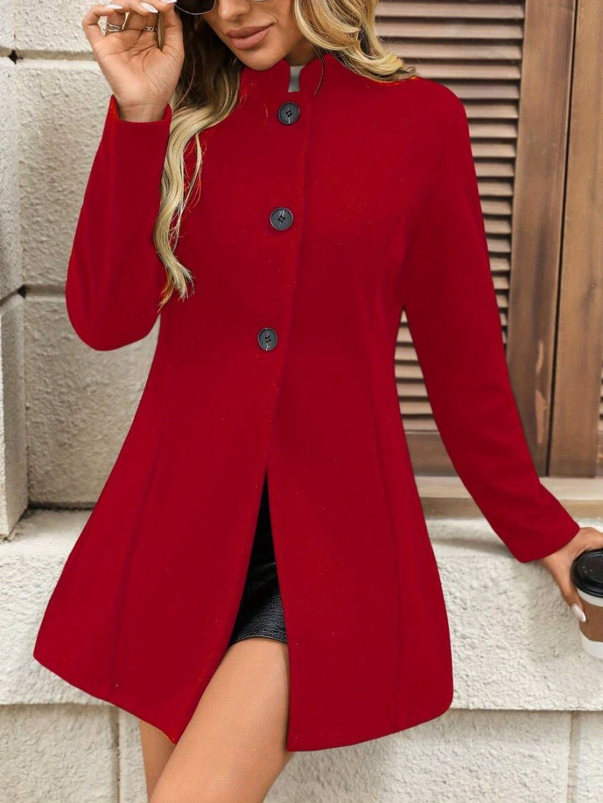 Women's Elegant Stand Collar Longline Coat