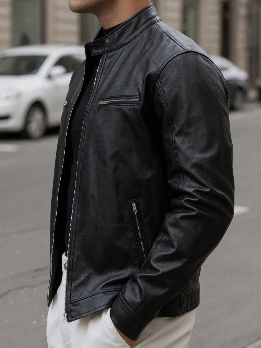 Men's Classic Faux Leather Biker Jacket