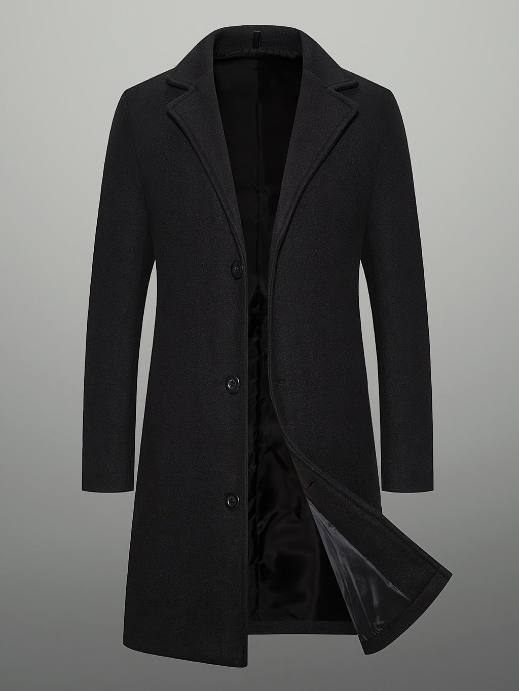 Men's Classic Single-Breasted Longline Overcoat