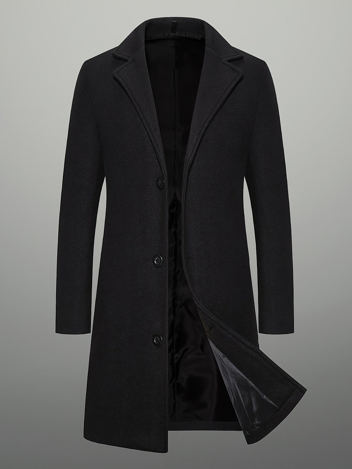 Men's Classic Single-Breasted Longline Overcoat