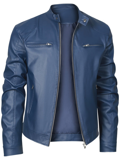 Men's Classic Faux Leather Biker Jacket