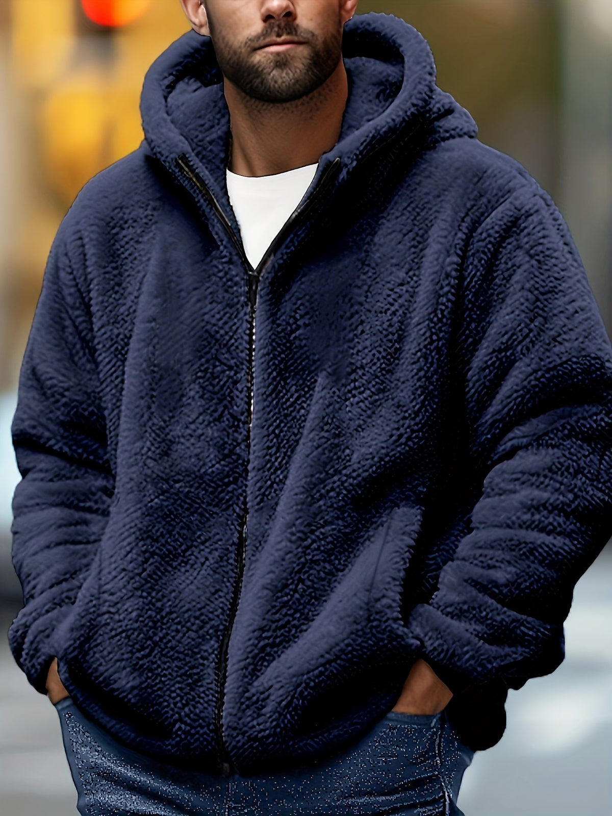 Men's Cosy Sherpa Fleece Zip-Up Hooded Jacket