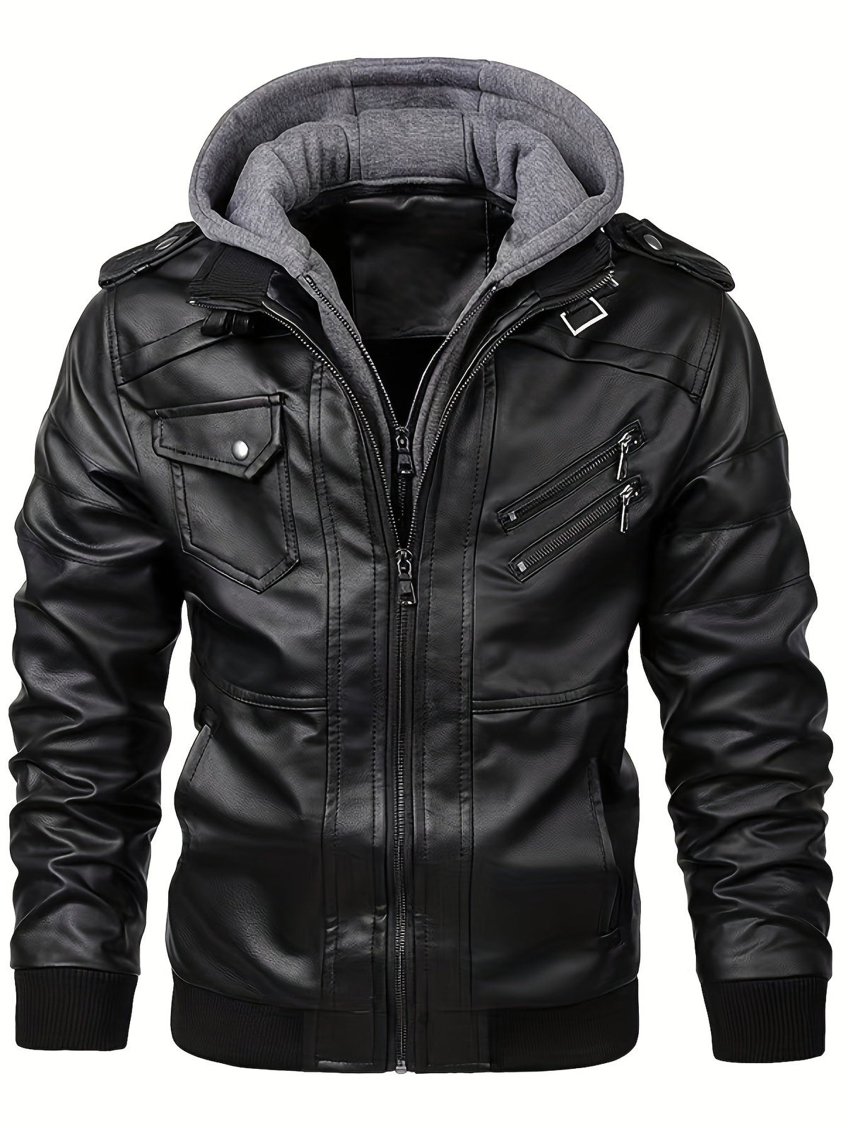 Men's Rugged Hooded Motorcycle Jacket