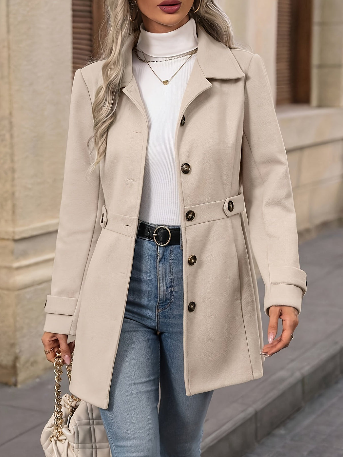 Women's Elegant Belted Longline Coat