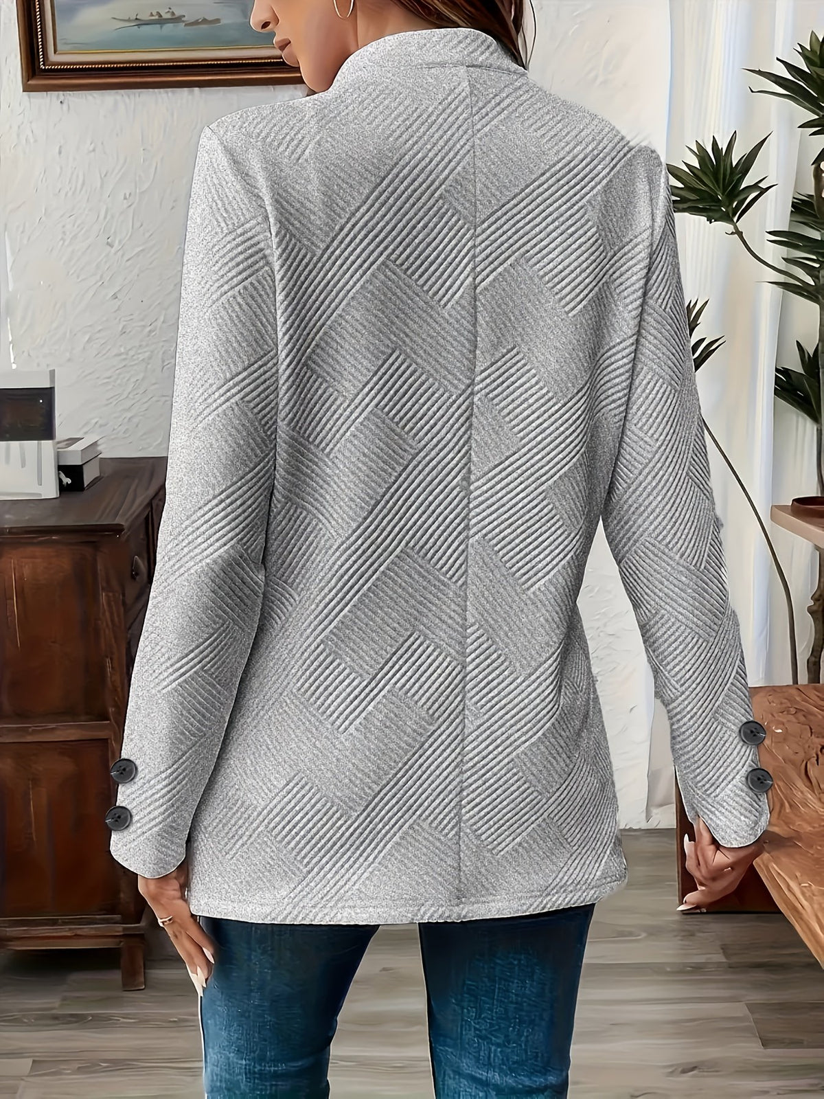 Women's Elegant Textured Button Jacket