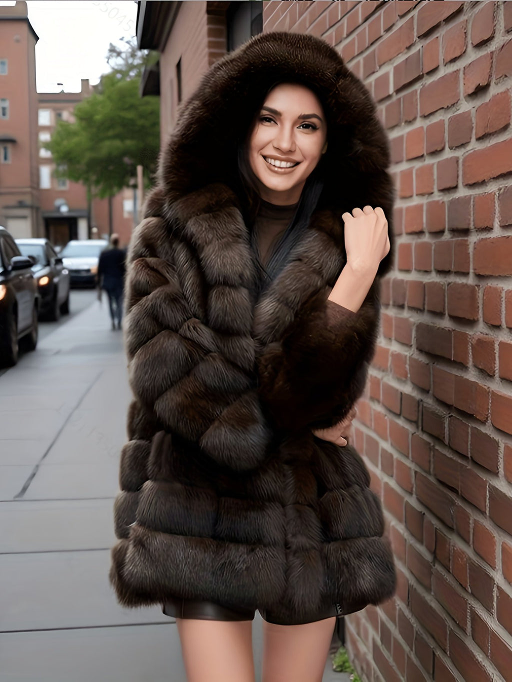 Women's Cosy Plush Faux Fur Hooded Coat