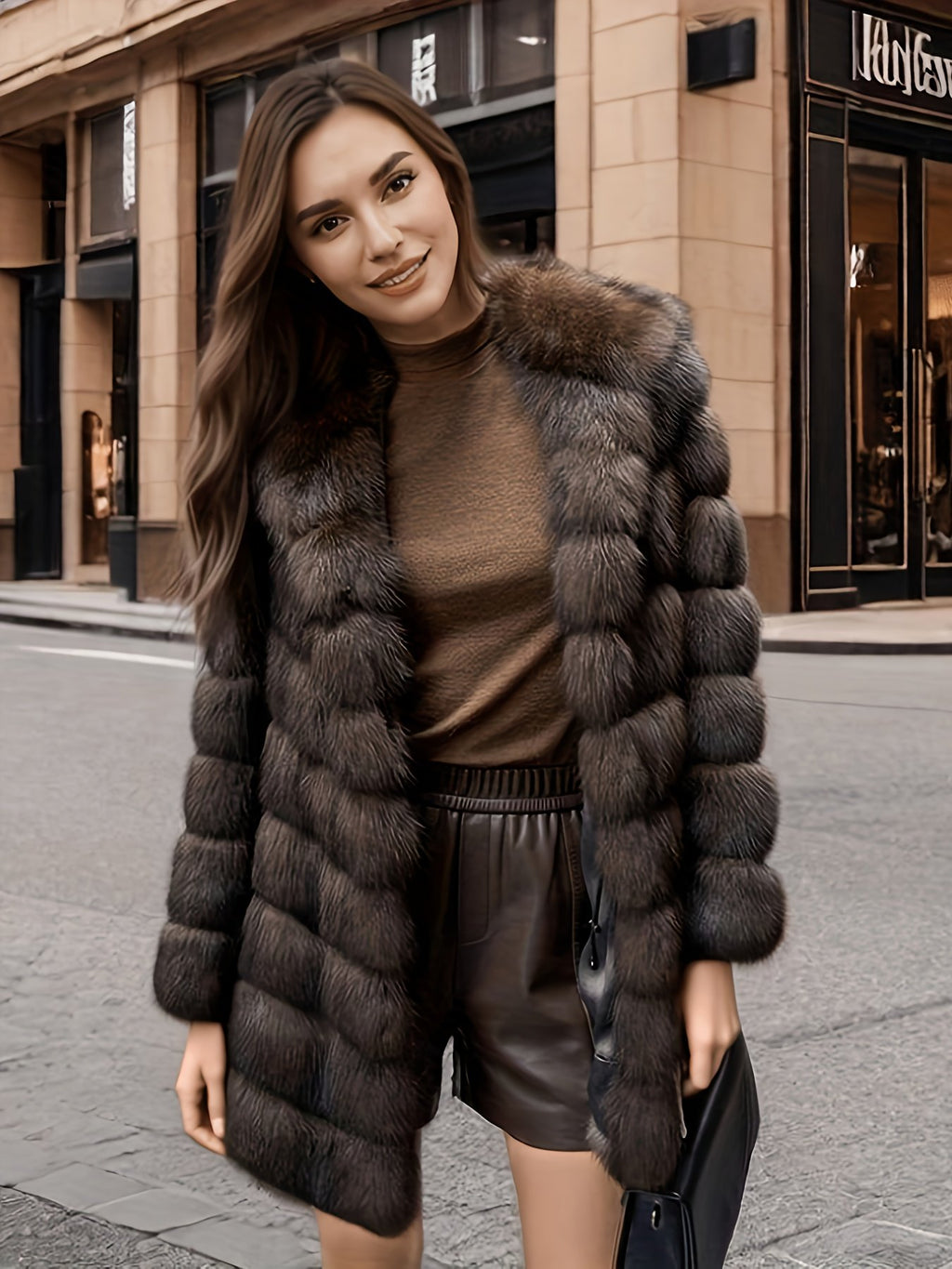 Women's Cosy Plush Faux Fur Hooded Coat