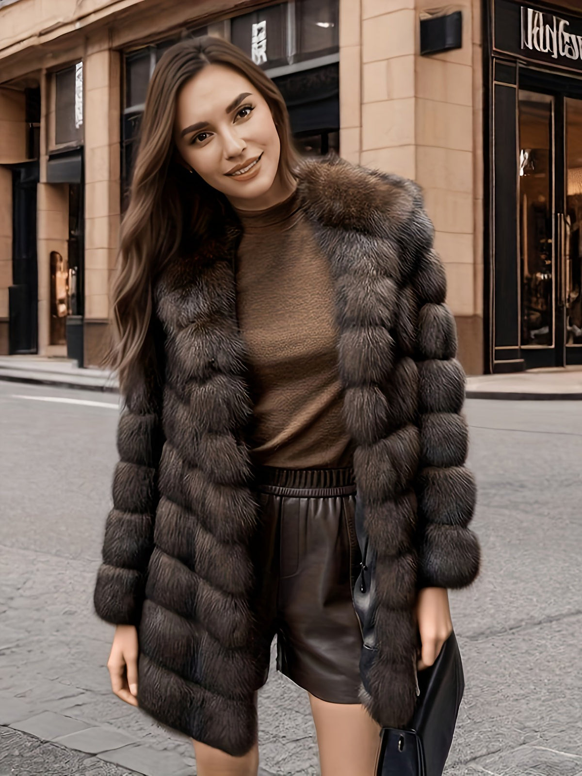 Women's Cosy Plush Faux Fur Hooded Coat