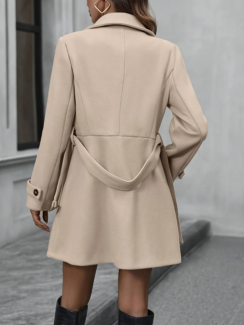 Women's Elegant Double-Breasted Belted Coat