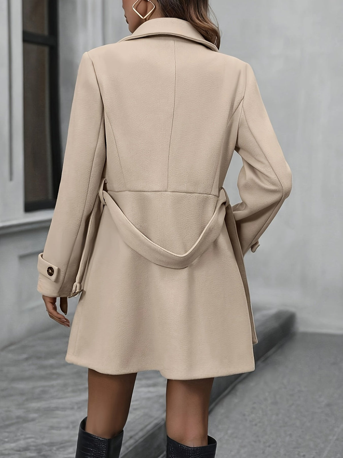 Women's Elegant Double-Breasted Belted Coat