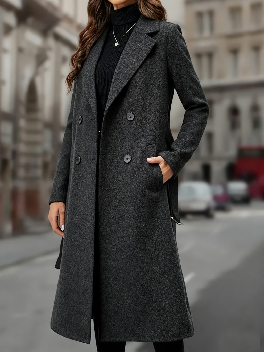Women's Elegant Double-Breasted Longline Coat