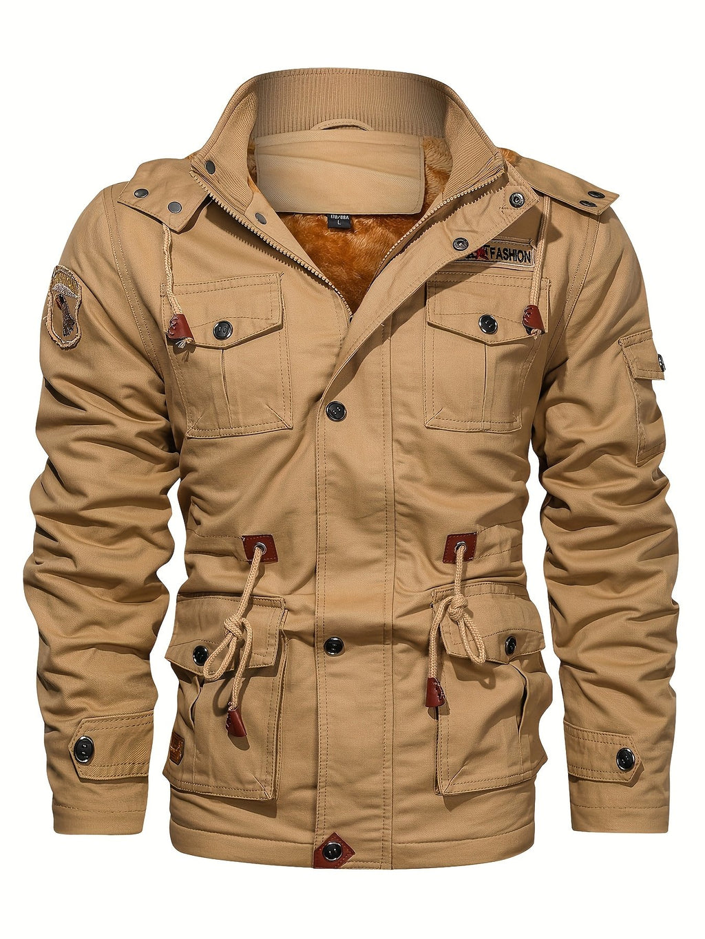 Men's Rugged Multi Pocket Fleece-Lined Hooded Jacket