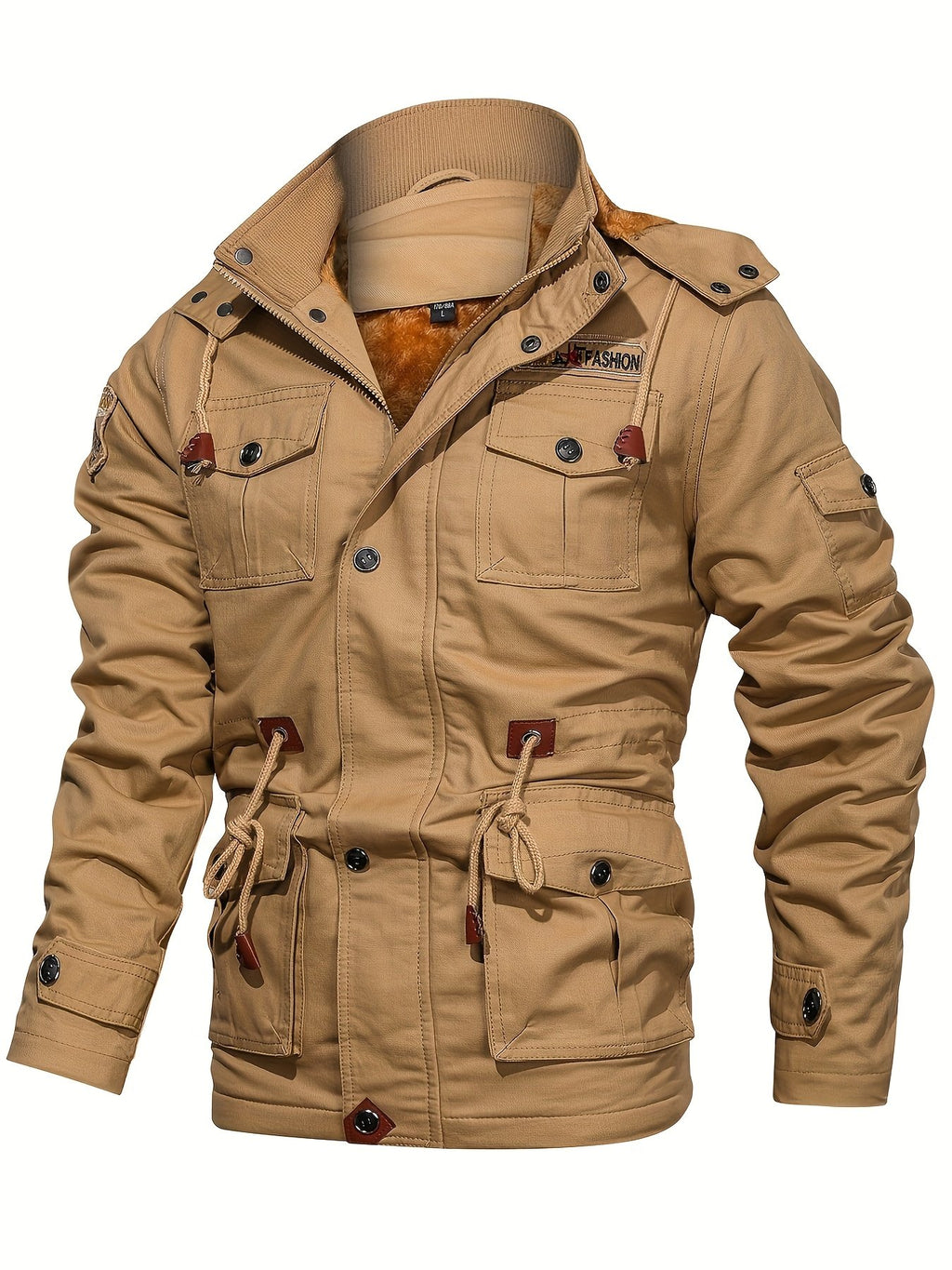 Men's Rugged Multi Pocket Fleece-Lined Hooded Jacket