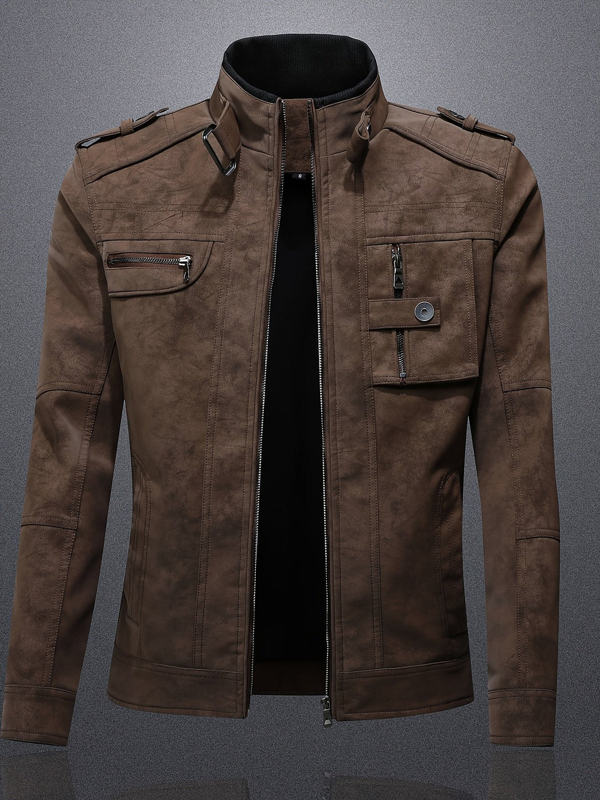 Men's Rugged Suede-Look Moto Jacket