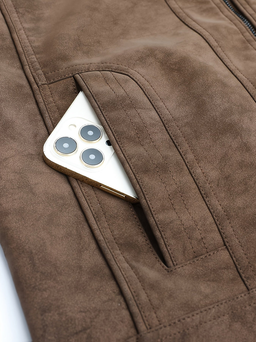 Men's Rugged Suede-Look Moto Jacket